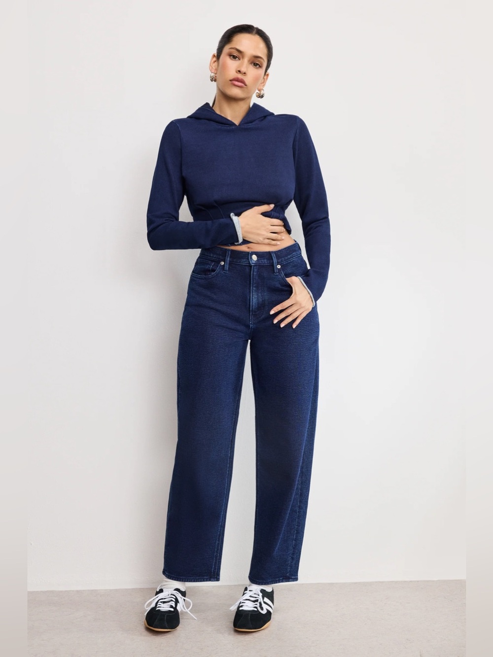 Good American Jeanius Barrel Sweatpants High Rise Curved Leg Size 4 NWT
